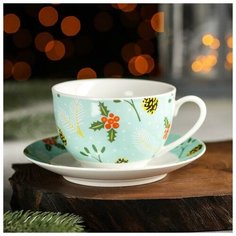 Magistro Сервиз чайный 12 предметов Magistro «Новый Год. Шишки», чашка 280 мл, блюдце d=15 см