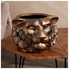Керамика ручной работы Фигурное кашпо "Голова тигра", символ года 2022, бронза, керамика, 12 л