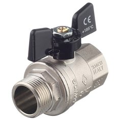 Кран шаровой латунный Bugatti (03070177) 3/4 ВР(г) х 3/4 НР(ш) бабочка прямой