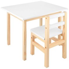 Комплект "стол 1 штука + стул 1 штука" детский KETT- UP ECO ODUVANCHIK (одуванчик), KU076.4, массив сосны, цвет натуральный/белый