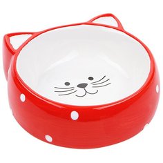 N1 Миска керам.форма морд.кошки,краснгорох 121,5*12,5*3,8см 120мл 0,24кг(МКР4016-4)