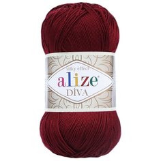 Пряжа ALIZE Diva 100гр. 350м. (100% микрофибра) ТУ (57 бордовый) 5 шт