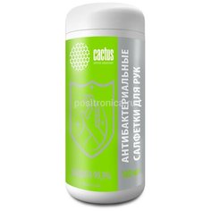 Салфетки влажные Cactus CS-ASHCL100 для рук, антибактериальные, спиртовые, 100 листов