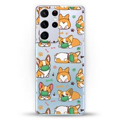 Силиконовый чехол Корги в масках на Samsung Galaxy S21 Ultra Andy & Paul