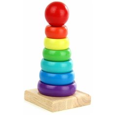 Деревянная игрушка Фабрика Фантазий 97522 Пирамидка "Яркие цвета", 13.5 см