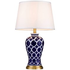 Лампа декоративная Lucia Tucci Harrods T934.1, E27, 60 Вт, цвет арматуры: синий, цвет плафона/абажура: бежевый