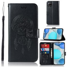 Чехол портмоне подставка для Samsung Galaxy A22 с декоративным тиснением на магнитной защелке черный 100gadgets