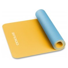Коврик для йоги Indigo IN106, 173х61х0.5 см желтый/голубой однотонный