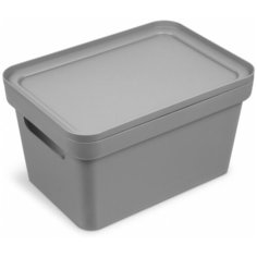 Коробка для хранения "Фортуна" 270х190х150 с крышкой серая Martika