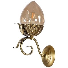 Настенный светильник Люмьен Холл Olivi 3304/1W-ABPAB-AM, E14, 60 Вт, кол-во ламп: 1 шт., цвет арматуры: бронзовый, цвет плафона: желтый