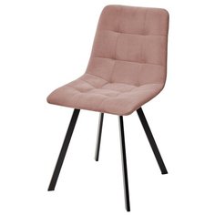 Стул CHILLI-Q SQUARE ( 1 шт. ) цвет - розовый, черный металлокаркас, велюр, мягкий, со спинкой, для кухни, для гостиной / #15 / (М Сити) M-City