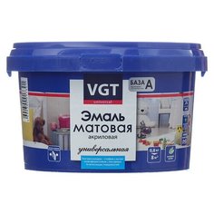 Эмаль акриловая матовая супербелая основа А VGT 0,8 кг