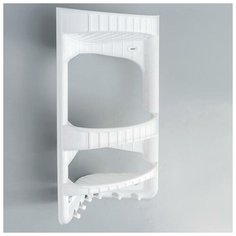 Полка для ванной 2 яруса Skiico Kitchenware 48.5х28.5х18 см / Угловая пластиковая полка для ванной Белый