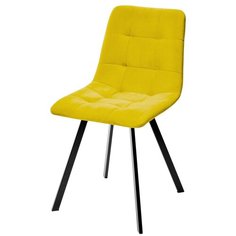 Стул CHILLI- Q SQUARE ( 2 шт. ) цвет - желтый, черный металлокаркас, велюр, мягкий, со спинкой, для кухни, для гостиной / #H19 / (М Сити) M- City
