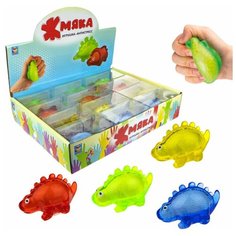 1toy Жмяка липучая динозавр, в коробке , 10 см, 4 цвета, 12шт в д/б