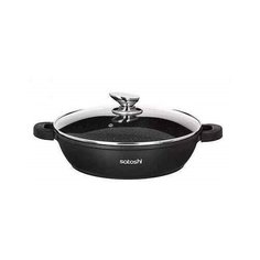 Сотейник с крышкой 5,2л d32х8,2см а/приг. покр. Мрамор, силик. протекторы ручек, индук./// 846-414 Satoshi Kitchenware
