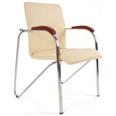 Стул офисный Самба Хром бежевая экокожа Евростиль