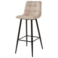 Барный стул LECCO ( 2 шт. ) цвет - латте, черный металлокаркас, велюр, мягкий, со спинкой, для кухни, для гостиной / UF910-01 / (М Сити) M- City