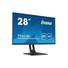 Монитор жидкокристаллический Iiyama Монитор LCD 28 169 3840x2160UHD 4K IPS, nonGLARE, 300cdm2, H178V178, 10001, 80M1, 1,07 миллиардов цветов, 3ms, VGA, HDMI, DP, USB-Hub, Height adj, Tilt, Swivel, Speakers, 3Y, Black