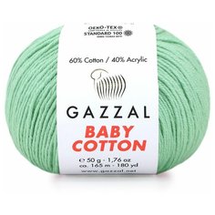 Gazzal Пряжа Gazzal Baby Cotton (60% хлопок, 40% акрил) 50 г 165 м, 3425 мята