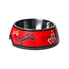 Rogz ВИА Миска 2в1 BUBBLE BOWLZ 350 мл, Красные косточки (BUBBLE BOWLZ MEDIUM) BOWL03CC, 0,420 кг