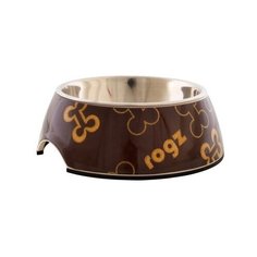 Rogz ВИА Миска 2в1 350 мл BUBBLE BOWLZ Коричневые косточки (BUBBLE BOWLZ MEDIUM) BOWL521J, 0,210 кг