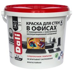 Краска акриловая DALI для стен в офисах моющаяся матовая белый 5 л