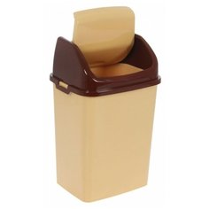 Контейнер, мусорка настольная с плавающей крышкой, объем 1,5 л бежево- коричневый Elfplast