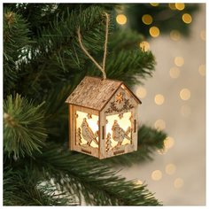 Luazon Lighting Подвеска световая "Домик с Птицей", 8х5х6 см, 1 LED, батв комп), серое окно, Т/белый