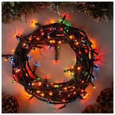 Luazon Lighting Гирлянда "Нить" 7 м , IP20, тёмная нить, 180 ламп, свечение мульти, 8 режимов, 220 В