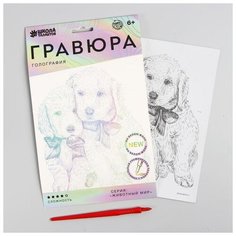 Школа талантов Гравюра «Щенячьи ласки» A5, с металлическим эффектом «голография