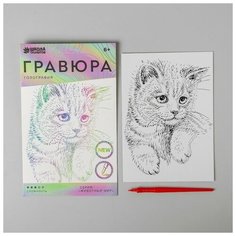 Школа талантов Гравюра «Пушистый котёнок» A5, с металлическим эффектом «голография