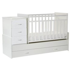 Кроватка СКВ-Компани 95103х Птички, поперечный маятник белый