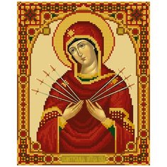 Наборы - кристальная (алмазная) мозаика "фрея" ALVR-168 Кристальная мозаика (алмазная вышивка) "Икона Божией Матери "Семистрельная" 27 х 22 см