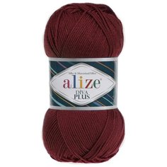 Пряжа для вязания Alize Diva Plus 100г 220м (100% микрофибра акрил) (57 бордовый), 5 мотков