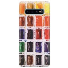 Ультратонкий силиконовый чехол-накладка для Samsung Galaxy S10+ с принтом "Палитра красок" Gosso