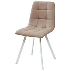 Стул CHILLI SQUARE (1 штука) / серо-бежевый винтаж, PU, экокожа, белый металлический каркас / RU-09 / стул М-Сити для кухни, для гостиной / М-City