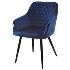 Стул BRANDY (1 штука) / Синий, велюр, черный металлический каркас / М-Сити для кухни, для гостиной / G062-49 / M-City