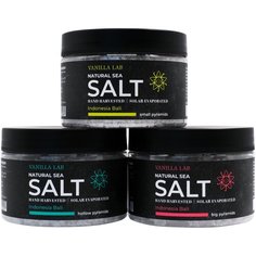 Набор соли с острова Бали: маленькие пирамидки, средние пирамидки и большие пирамидки Vanilla LAB