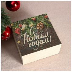 Дарим Красиво Коробка подарочная с накладной крышкой "С Новым годом, шишки", 20х20х10 см, печать