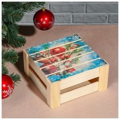 Дарим Красиво Подарочная коробка реечная "Ёлочная ветвь", 20х20х9 см, с крышкой, печать