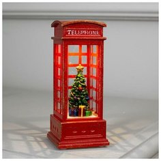Luazon Lighting Фигура свет. "Елка в телефонной будке", 12.5х5.3х5.3 см, 1 LED, 3хAG13, Т/белый