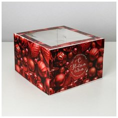 Дарите Счастье Коробка для торта «Елочные игрушки», 30 х 30 х 19 см
