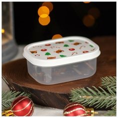 Доляна Контейнер пищевой Доляна «Тигры на белом», 150 мл, прямоугольный, цвет белый