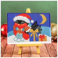 Школа талантов Алмазная мозаика для детей «Снегирь»+ ёмкость, стержень с клеевой подушечкой