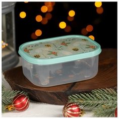 Доляна Контейнер пищевой Доляна «Шишки», 500 мл, прямоугольный, цвет зелёный