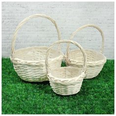 Набор корзин «Вьюнок», 3 шт, 30×14,5/36 см, 24×12,5/31 см, 19,5×10,5/25,5 см, ива 3900417 Сима ленд