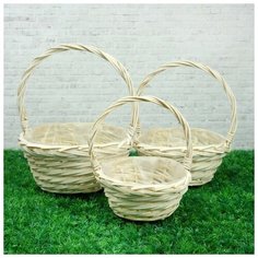 Набор корзин «Плетёнка», 3 шт, 30,5×13/34,5 см, 25×11/31 см, 20×9/25 см, ива 3900419 Сима ленд