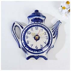 Часы настенные "Чайник", гжель, фарфор, 23х23 см 4177604 Сима ленд