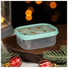 Доляна Контейнер пищевой Доляна «Шишки», 150 мл, прямоугольный, цвет бирюзовый